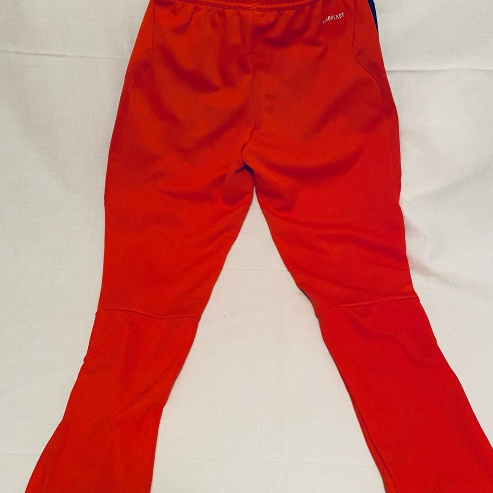 Kids Adidas Tiro Soccer training pants size small Red elastic waist zip bottom